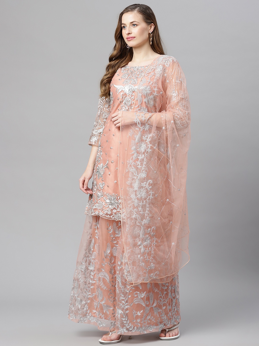 

Readiprint Fashions Peach-Coloured Embroidered Unstitched Dress Material