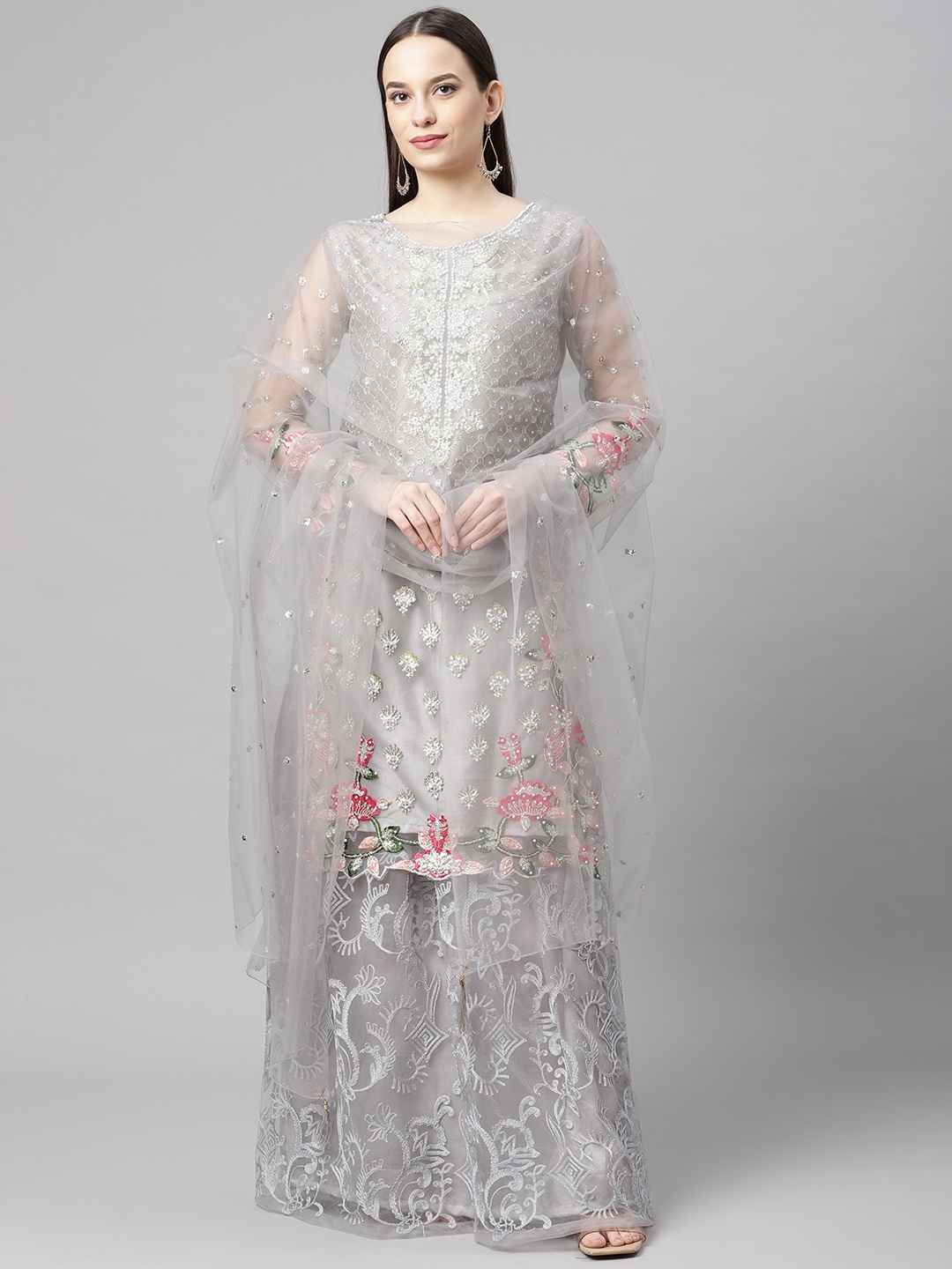 

Readiprint Fashions Grey Embellished Unstitched Dress Material