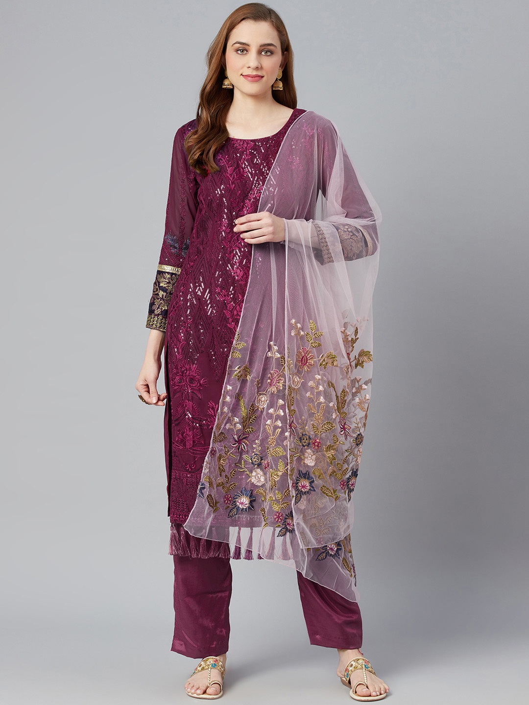 

Readiprint Fashions Magenta & Pink Embroidered Unstitched Dress Material