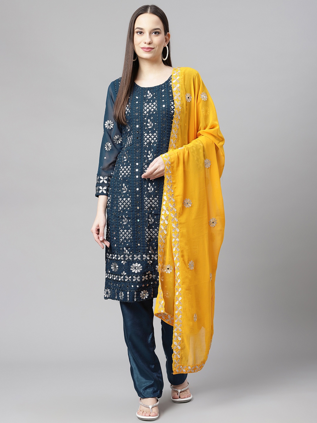 

Readiprint Fashions Blue Embroidered Unstitched Dress Material