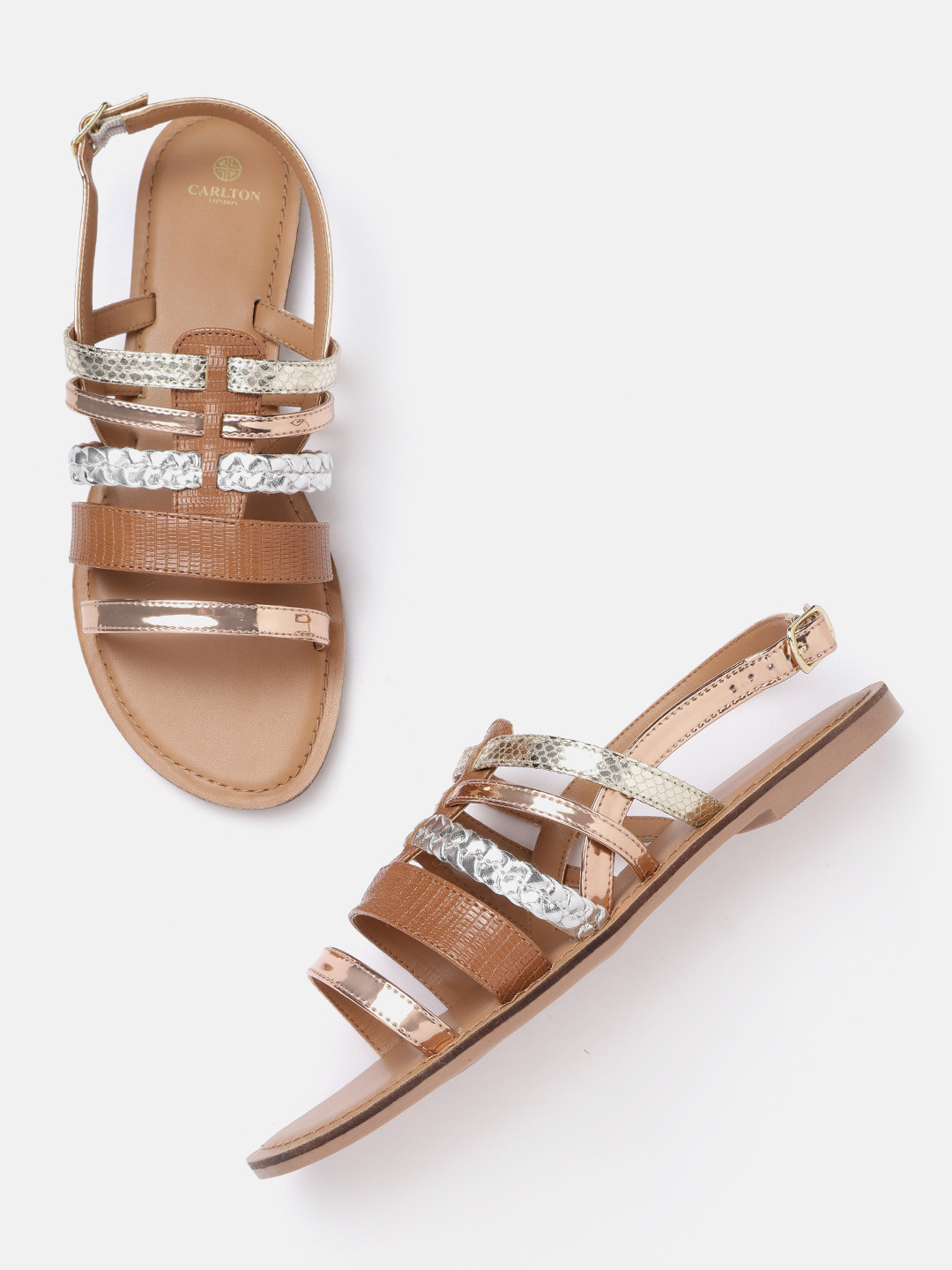 

Carlton London Women Brown Embellished Open Toe Flats