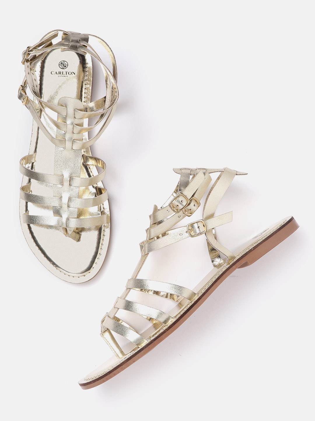 

Carlton London Women Gold-Toned Gladiators Flats