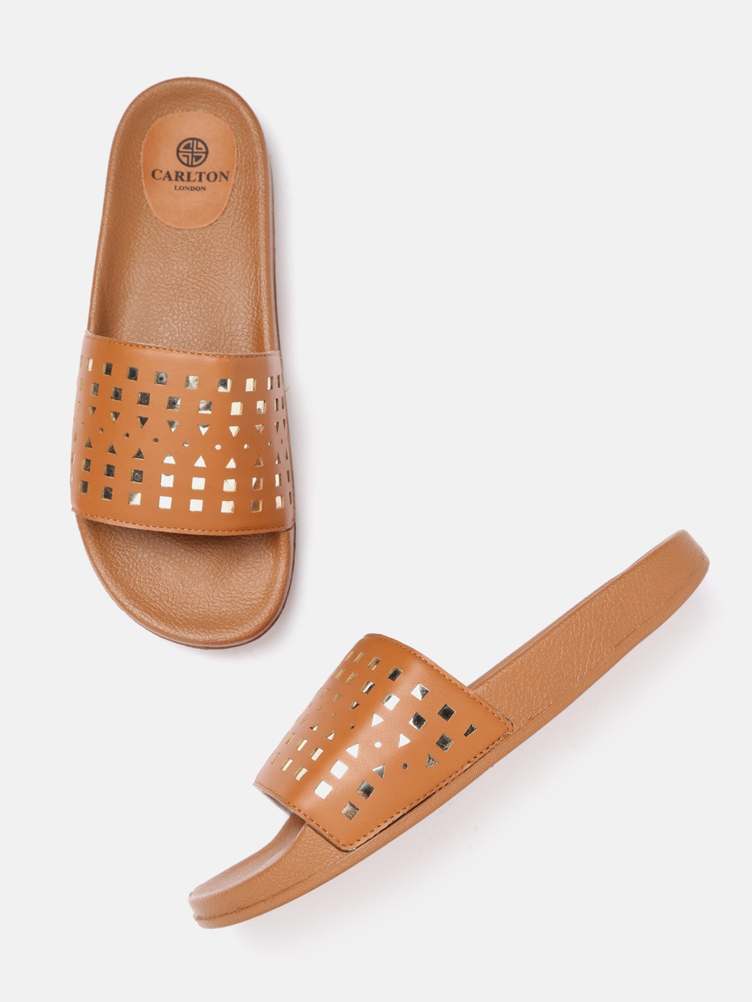 

Carlton London Women Tan Embellished Open Toe Flats