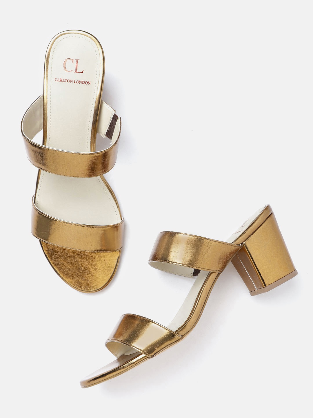 

Carlton London Women Bronze-Toned Solid Block Sandals