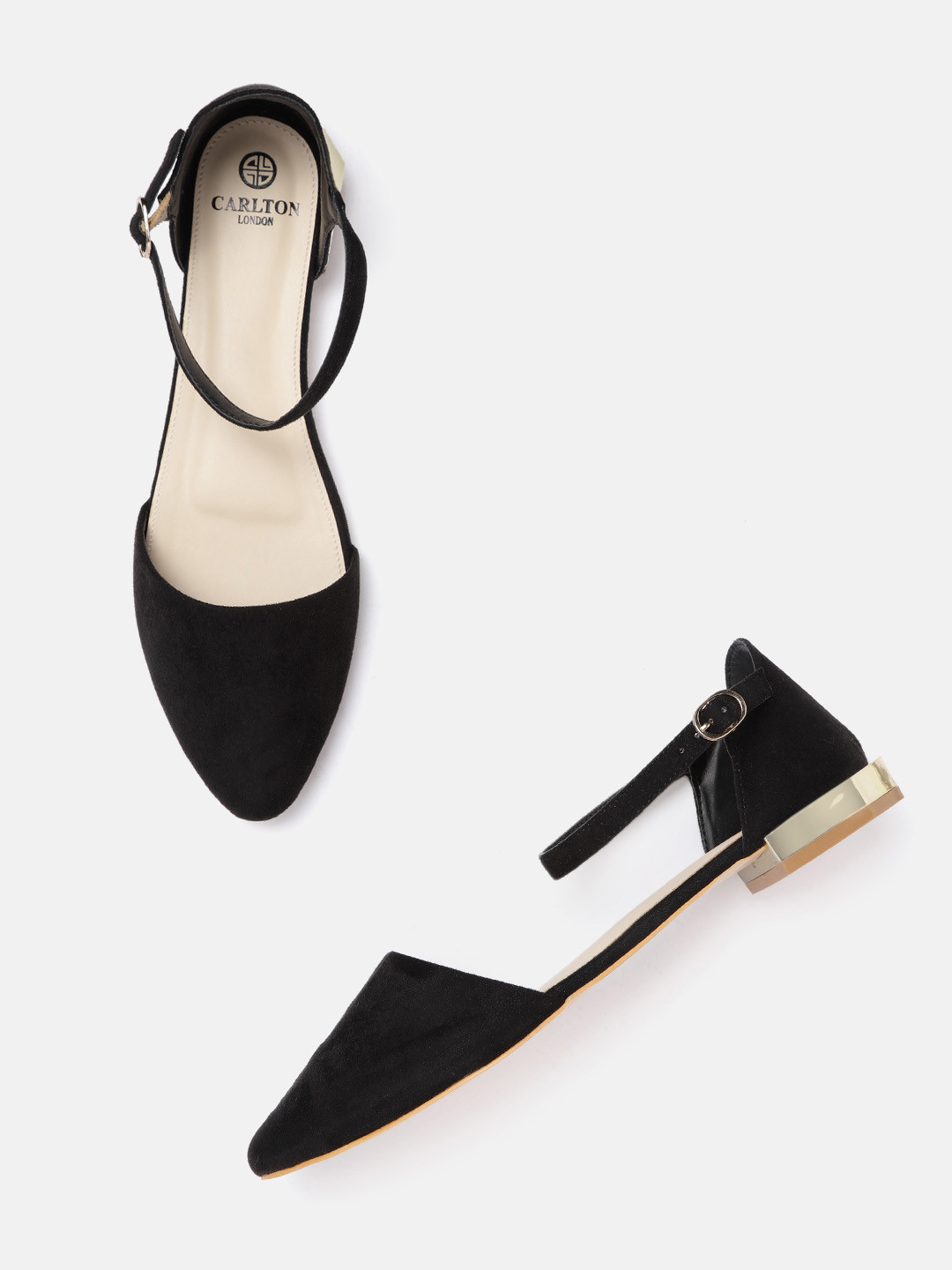 

Carlton London Women Black Solid Ballerinas with Buckles