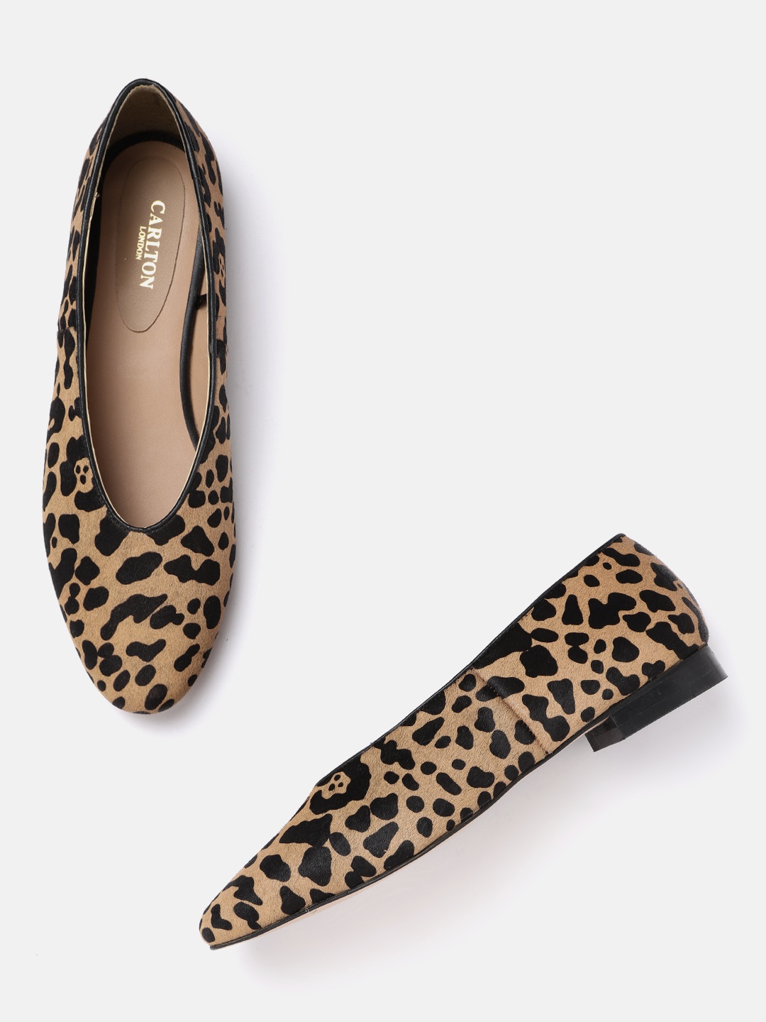 

Carlton London Women Brown & Black Printed Ballerinas Flats