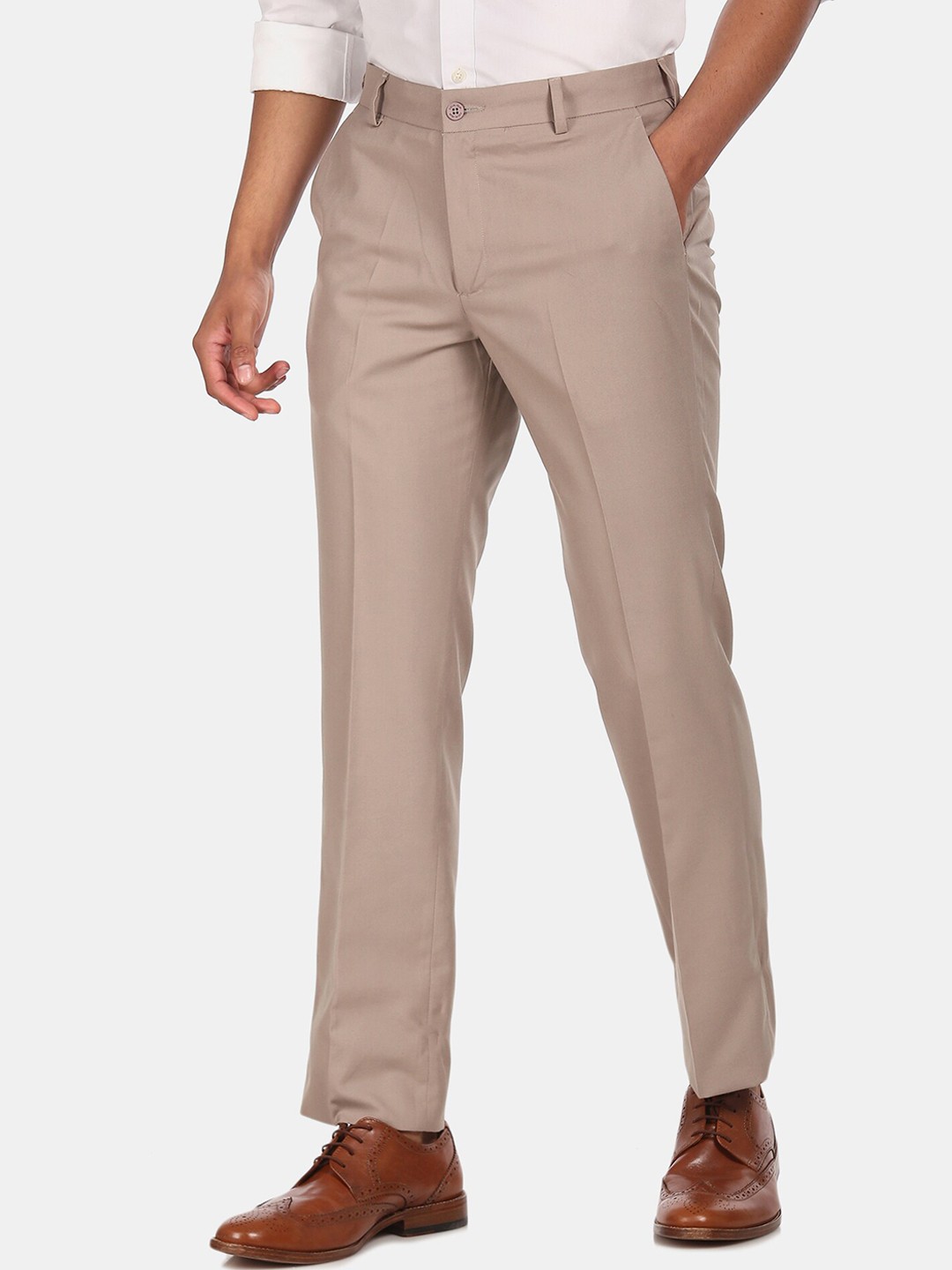 

Excalibur Men Beige Formal Trousers