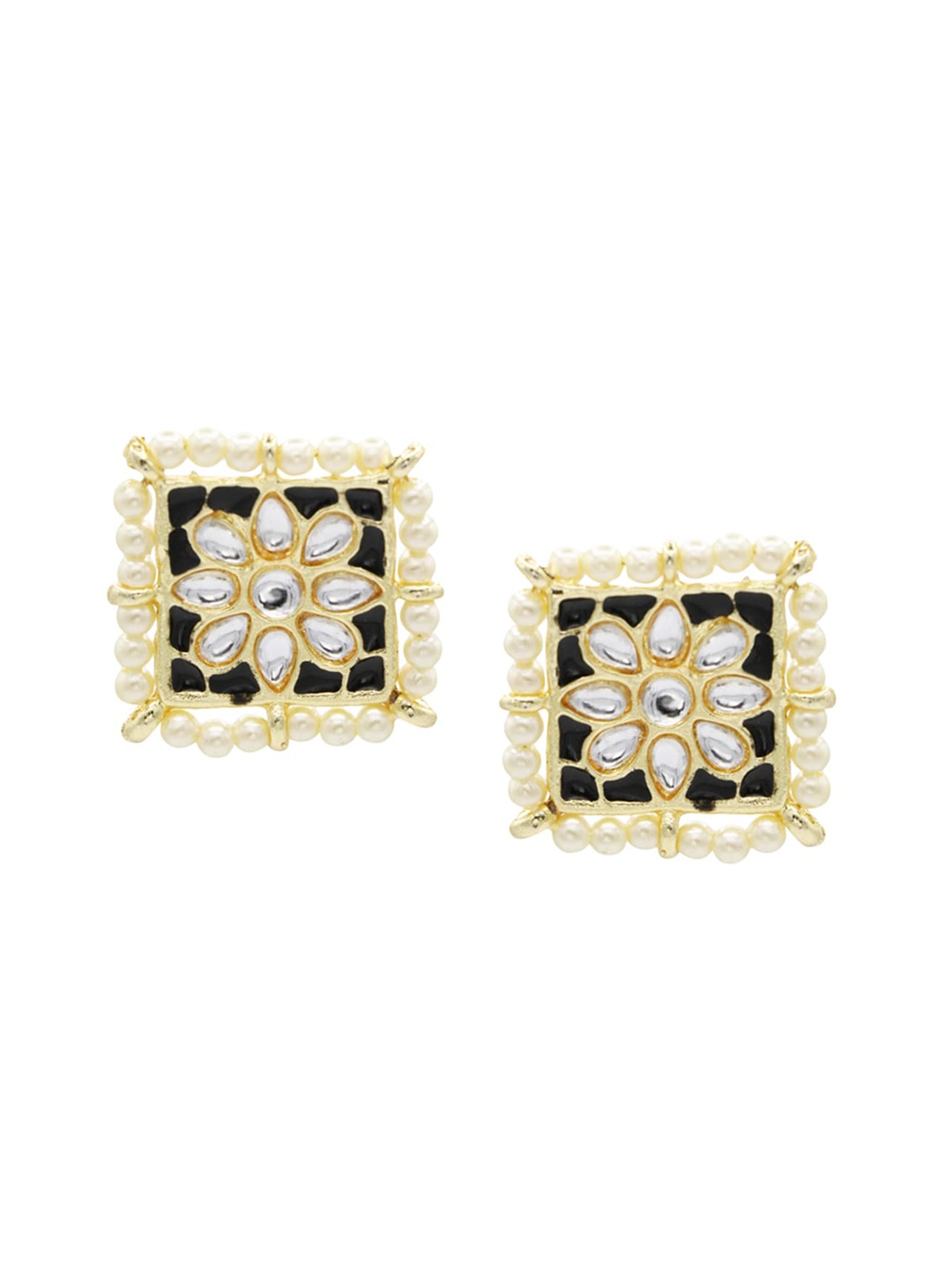 

ASMITTA JEWELLERY Black Contemporary Studs Earrings
