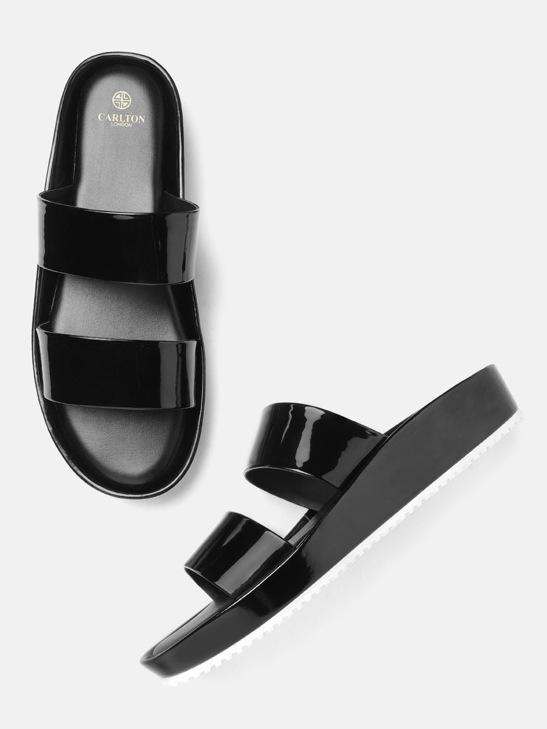 

Carlton London Women Black Solid Flatform Sandals