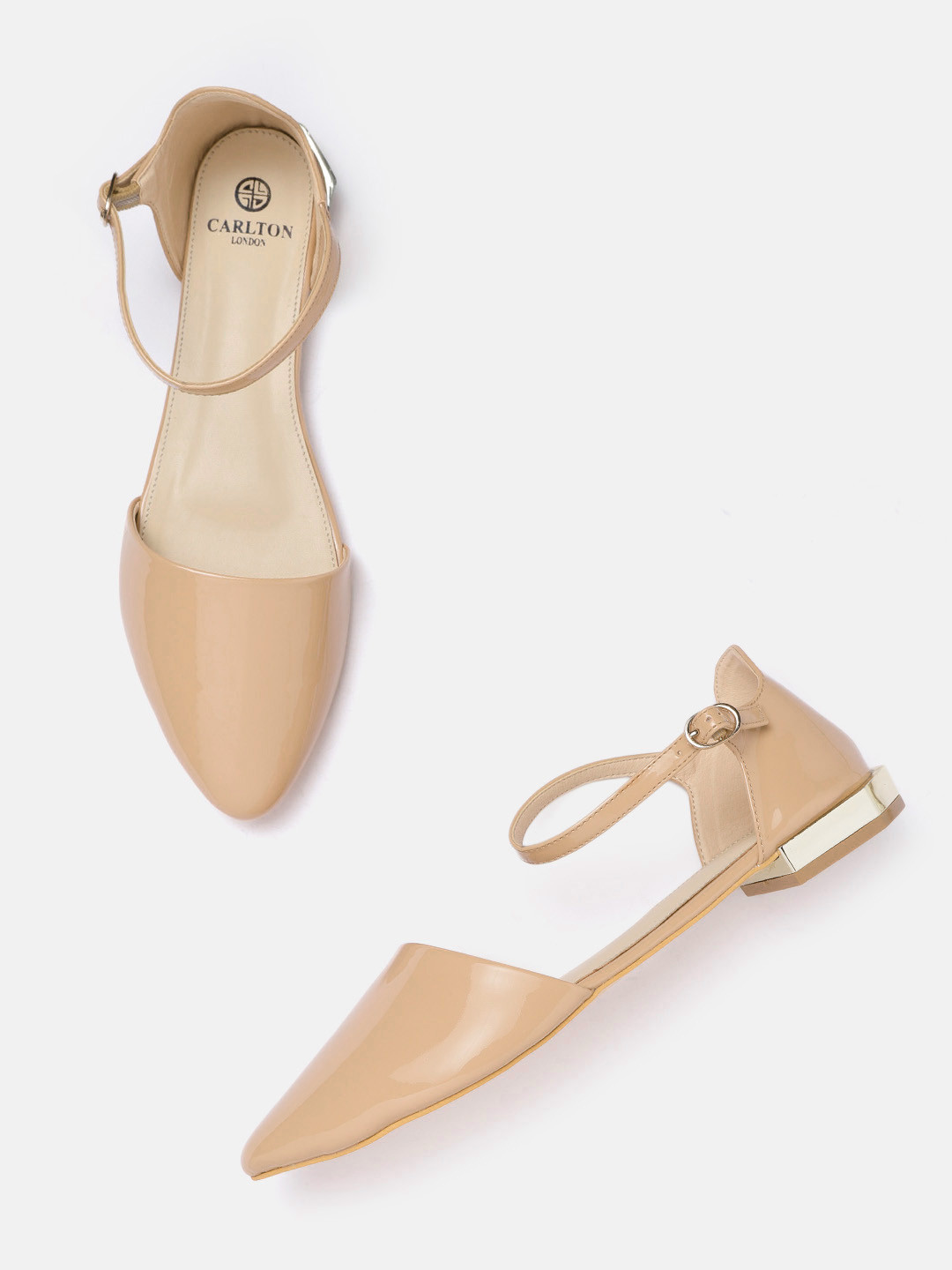 

Carlton London Women Taupe Open Toe Flats with Buckles