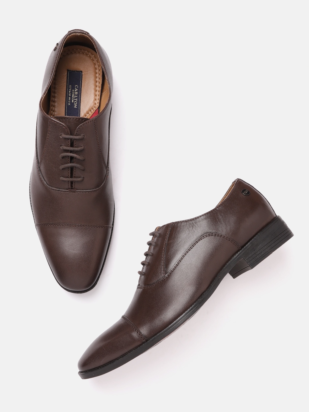 

Carlton London Men Brown Solid Formal Oxfords, Coffee brown