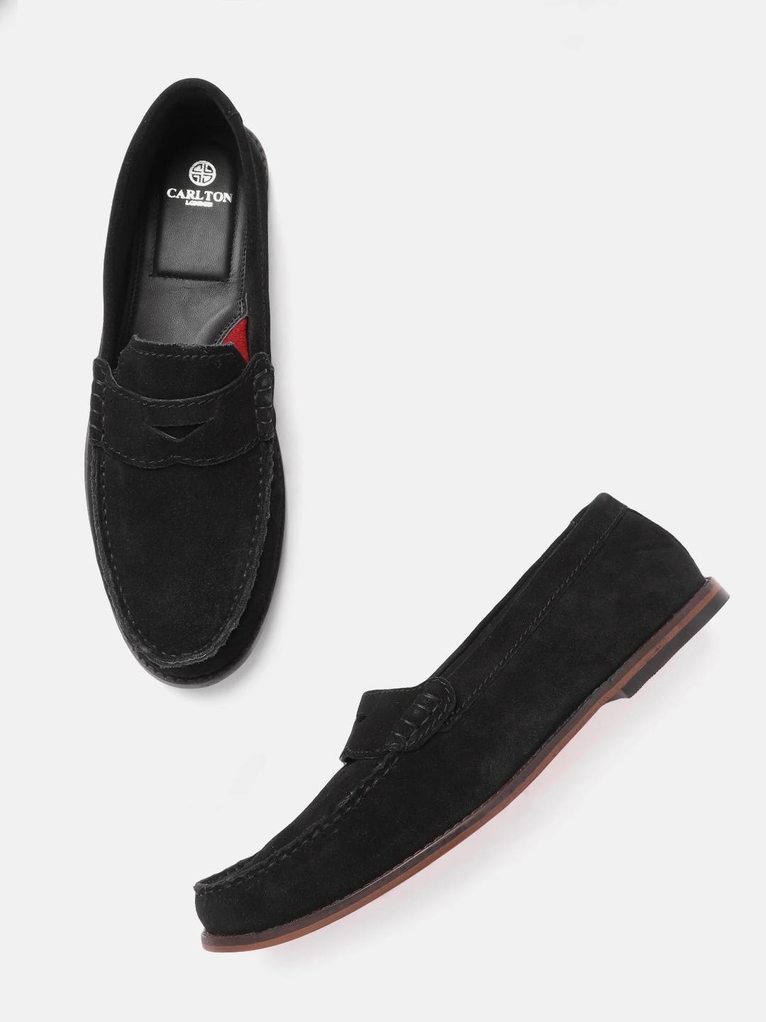 

Carlton London Men Black Leather Loafers