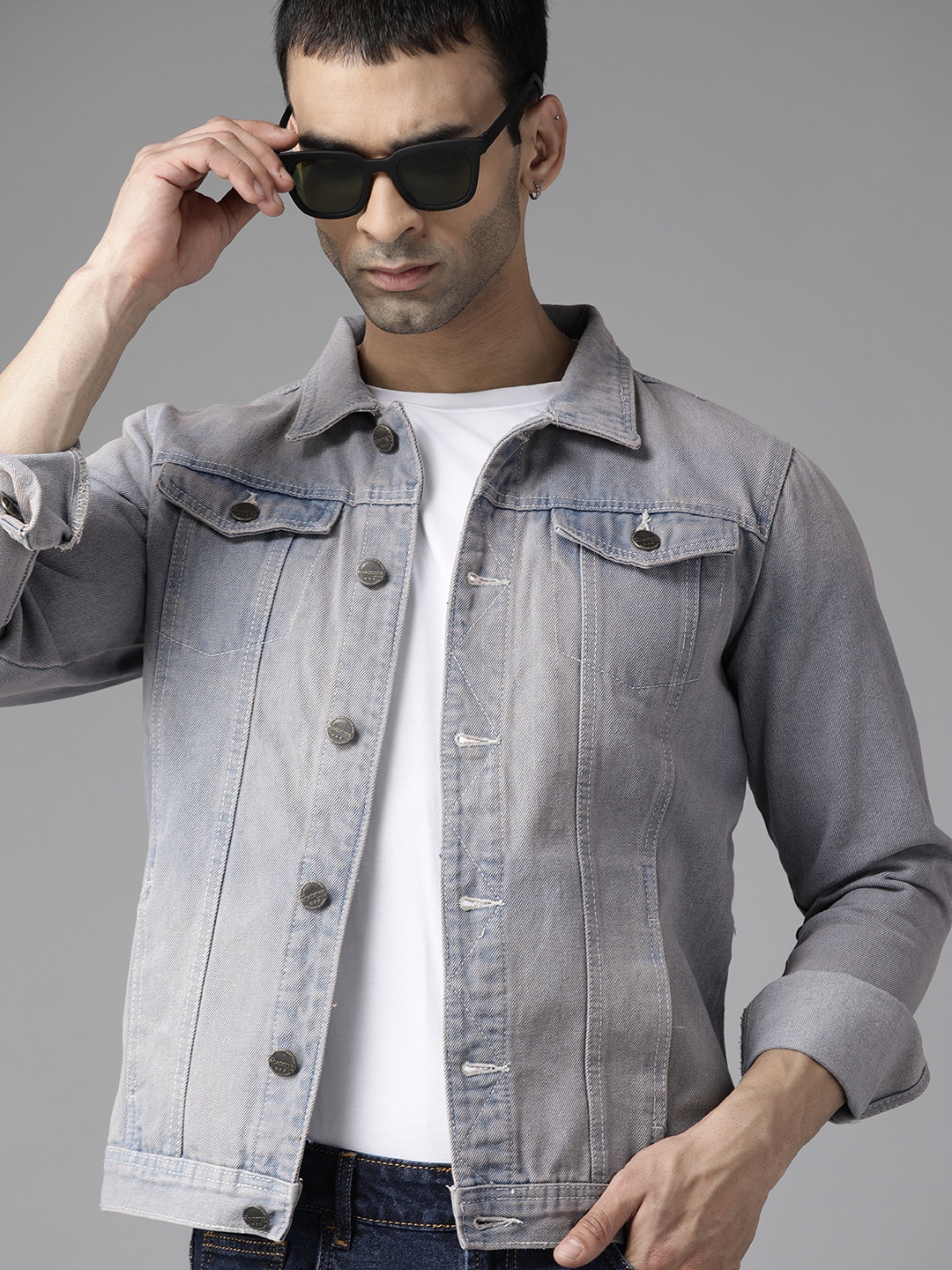 

Roadster Men Blue Washed Denim Jacket