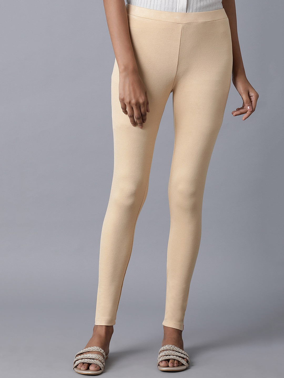 

W Women Ankle Length Leggings, Peach