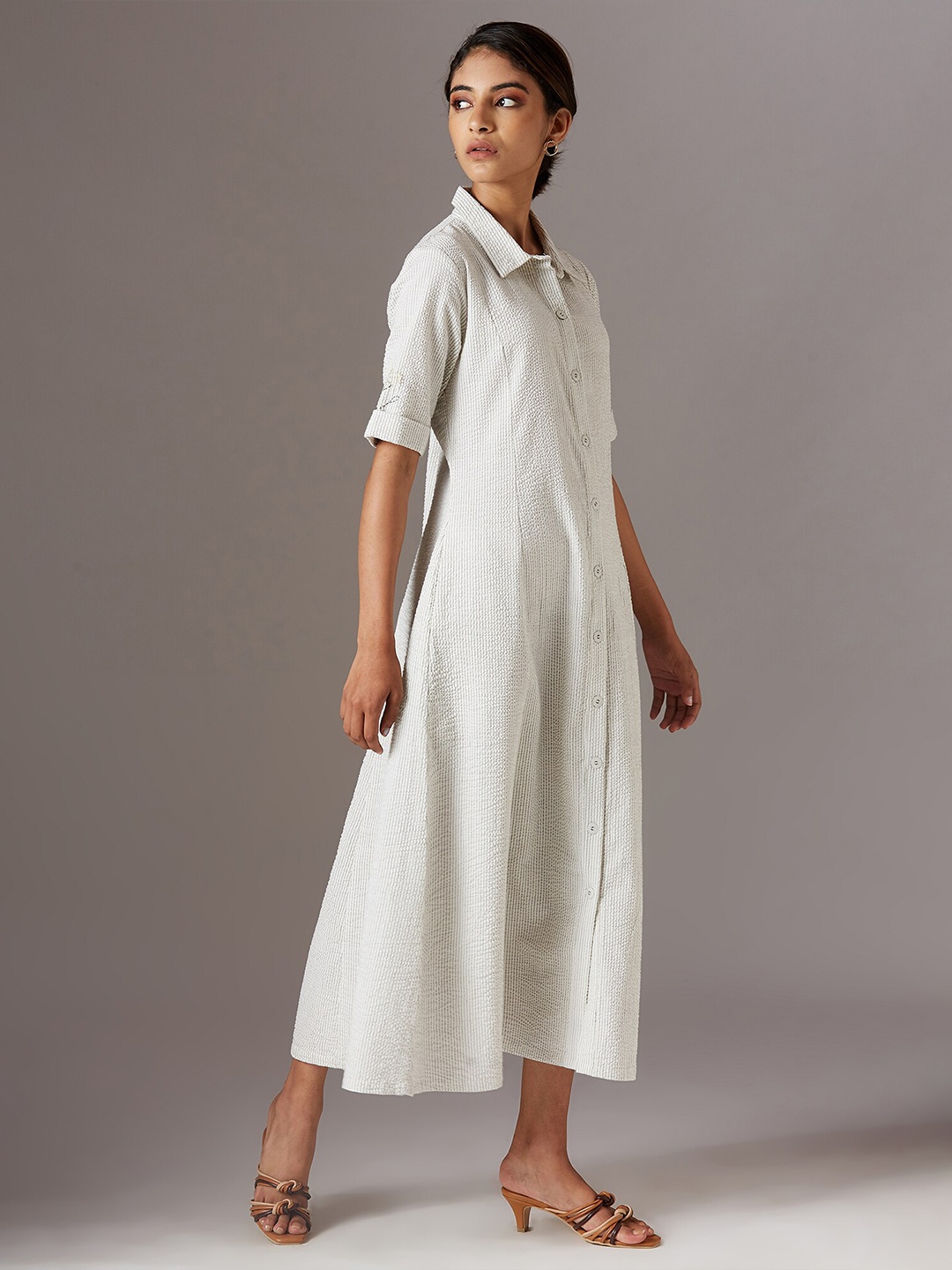 

W Off White Shirt Midi Dress