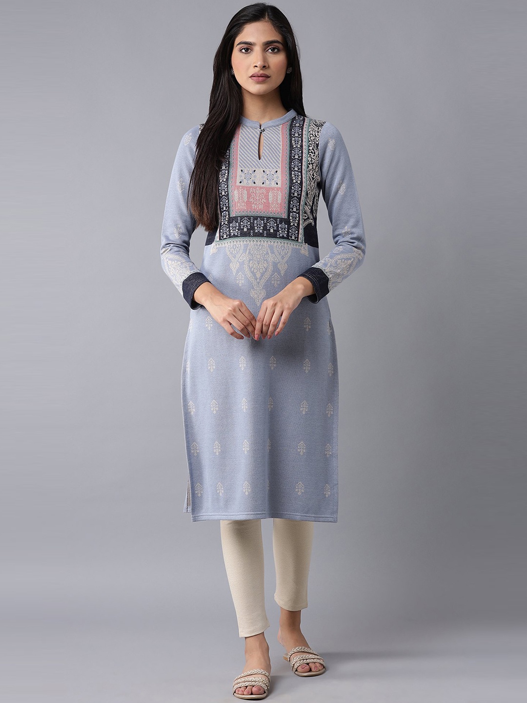 

W Women Blue Ethnic Motifs Printed Kurta