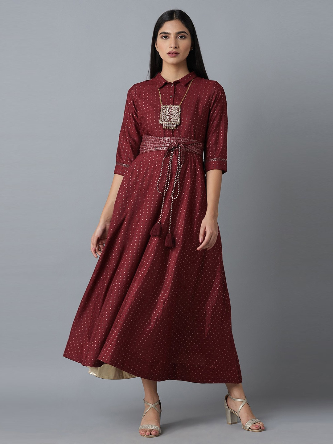 

W Red Ethnic Motifs Ethnic Maxi Dress