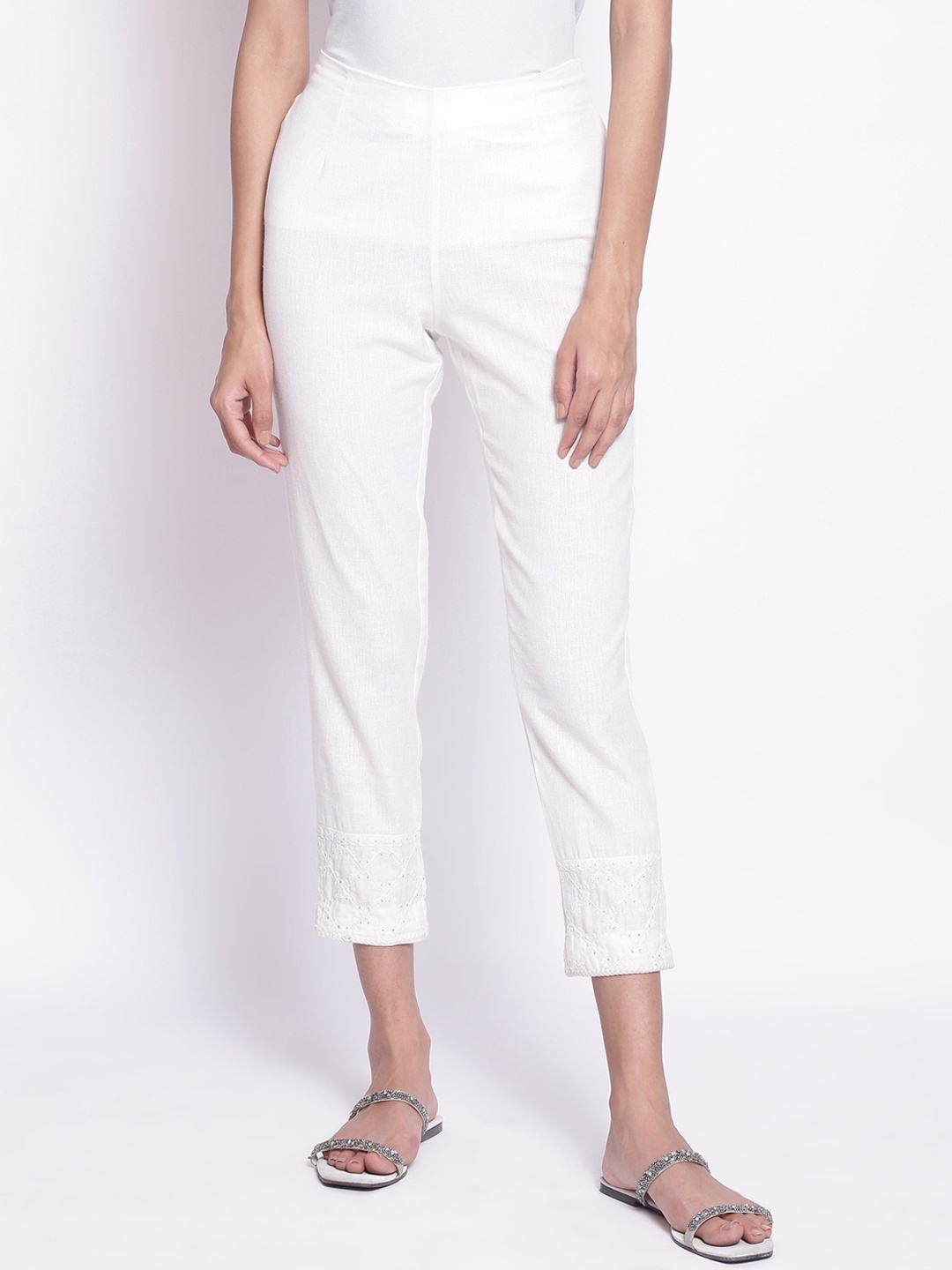 

W Women White Slim Fit Trousers