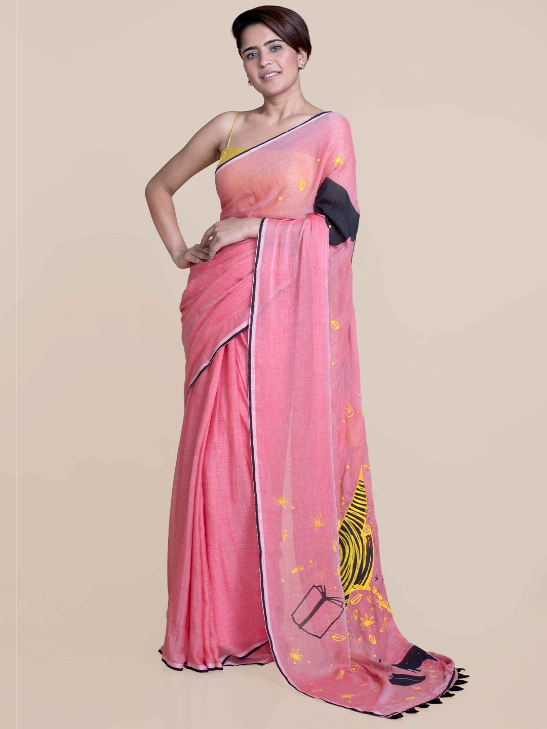 

Suta Pink & Black Printed Saree