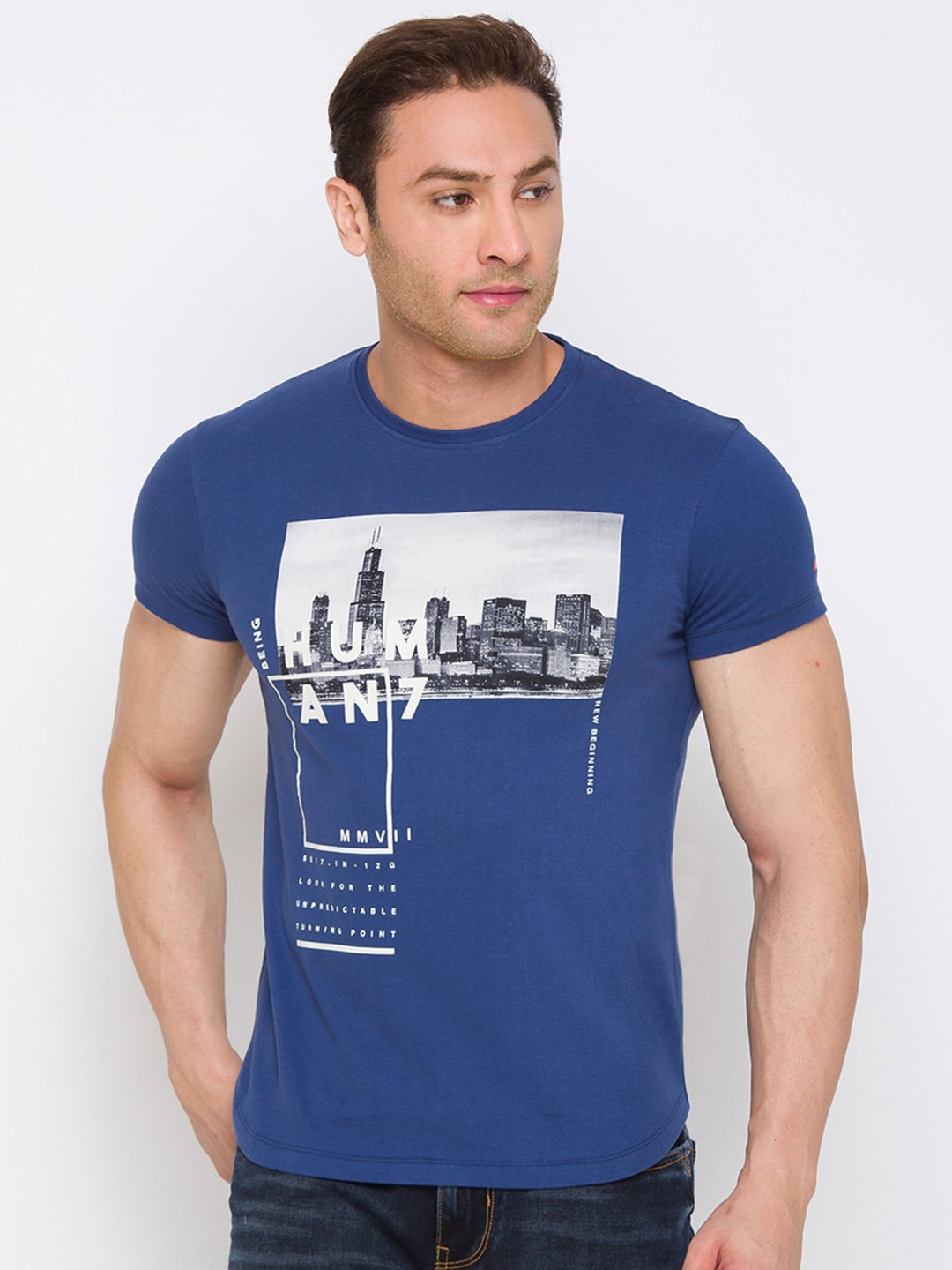 

Being Human Men Navy Blue Printed T-shirt
