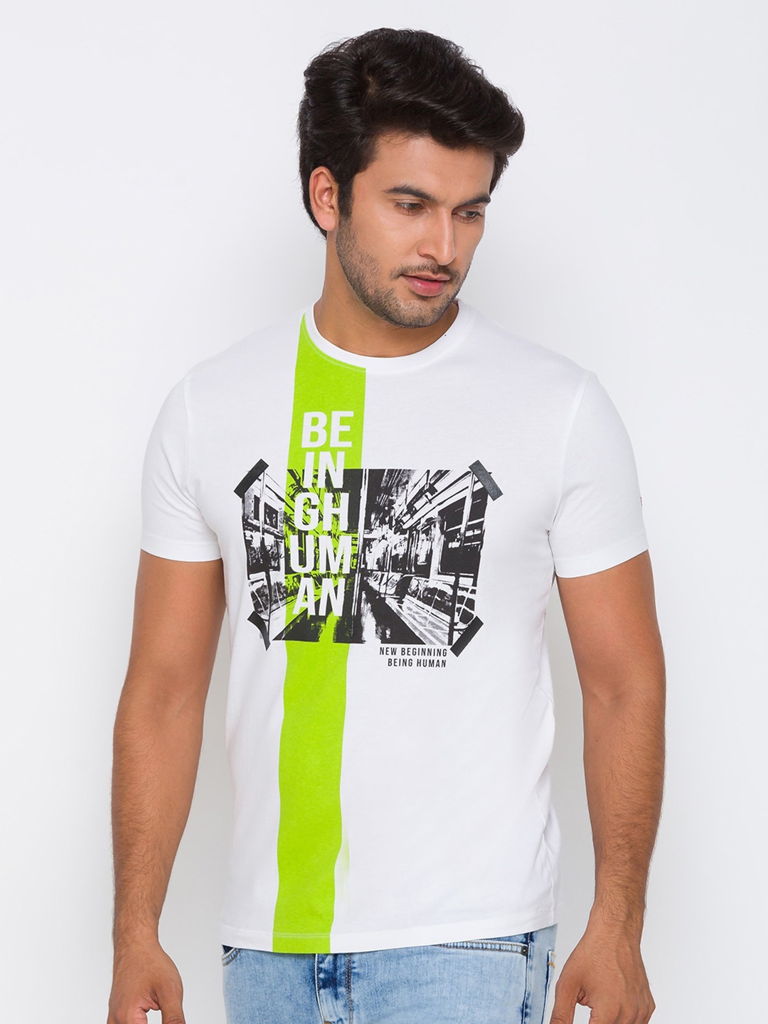 

Being Human Men White Printed T-shirt