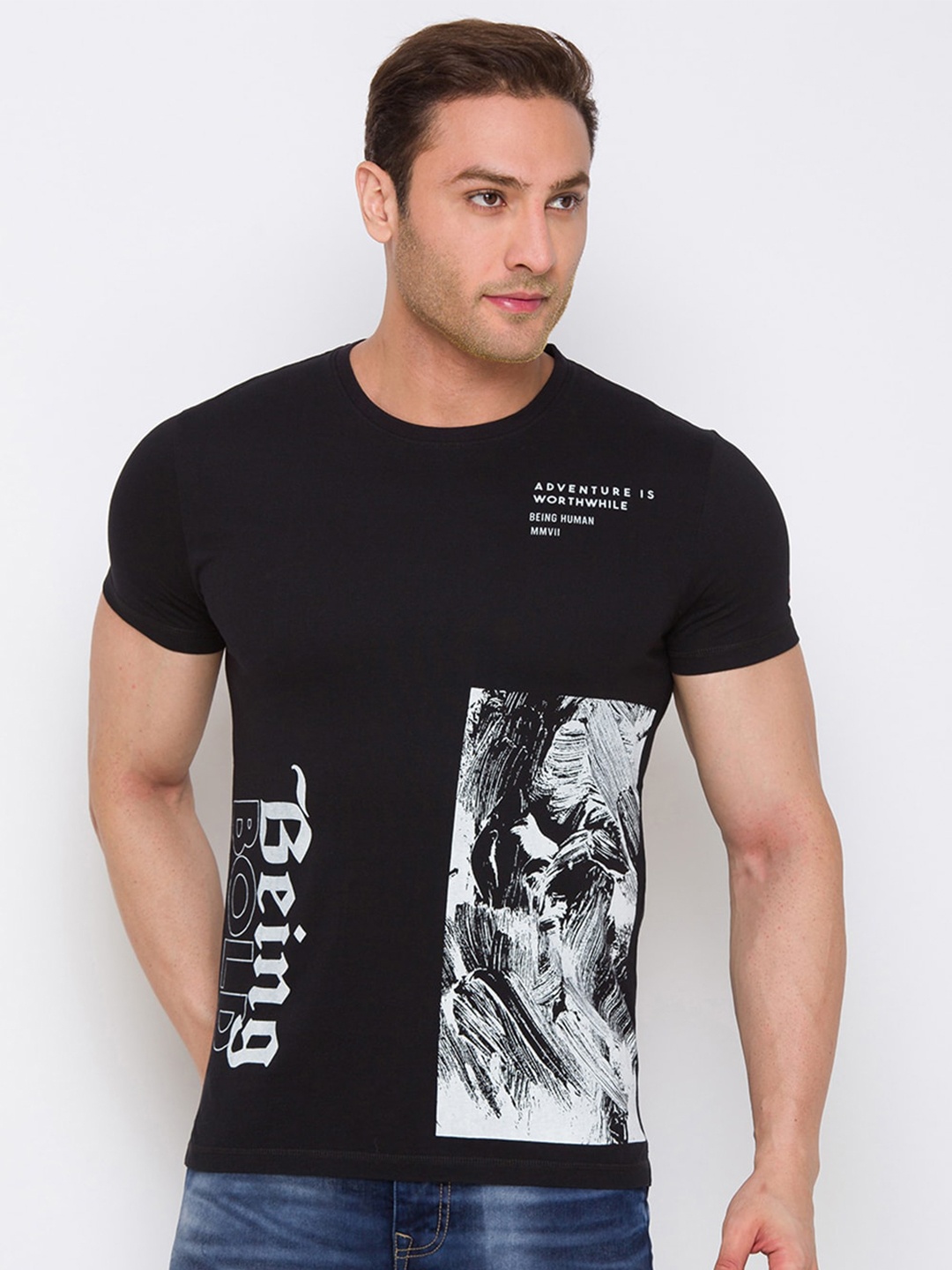 

Being Human Men Black Printed T-shirt