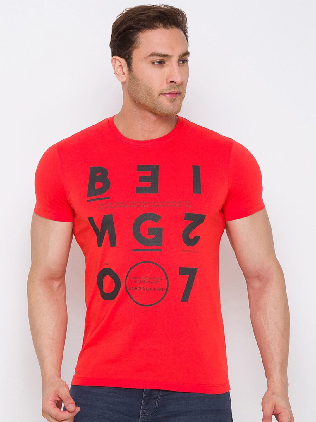 

Being Human Men Orange Typography Printed T-shirt