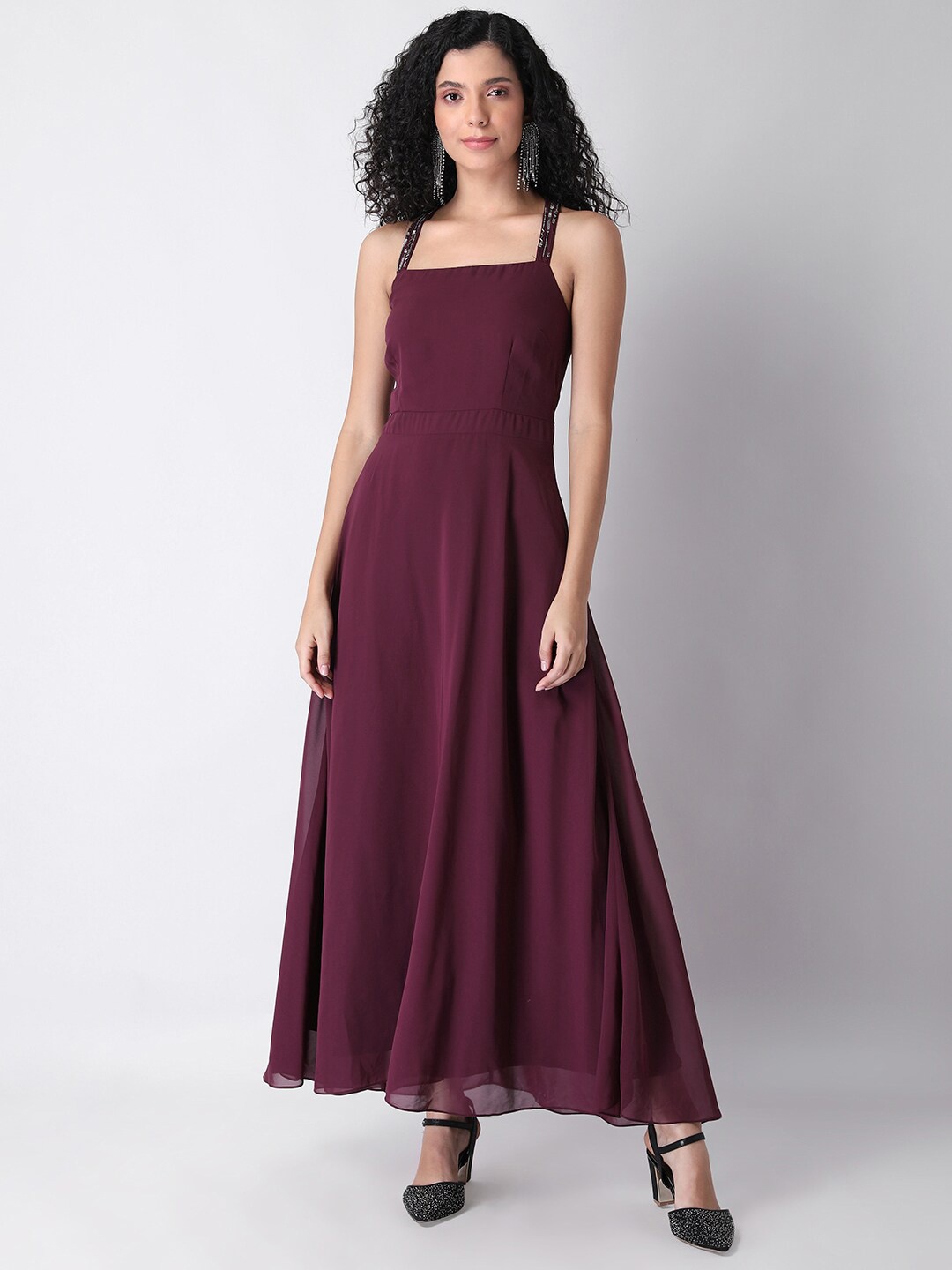 

FabAlley Women Maroon Embellished Maxi Dress