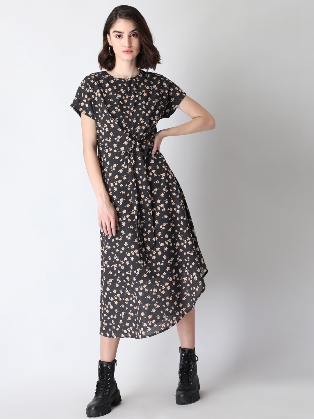 

FabAlley Black Floral Midi Dress