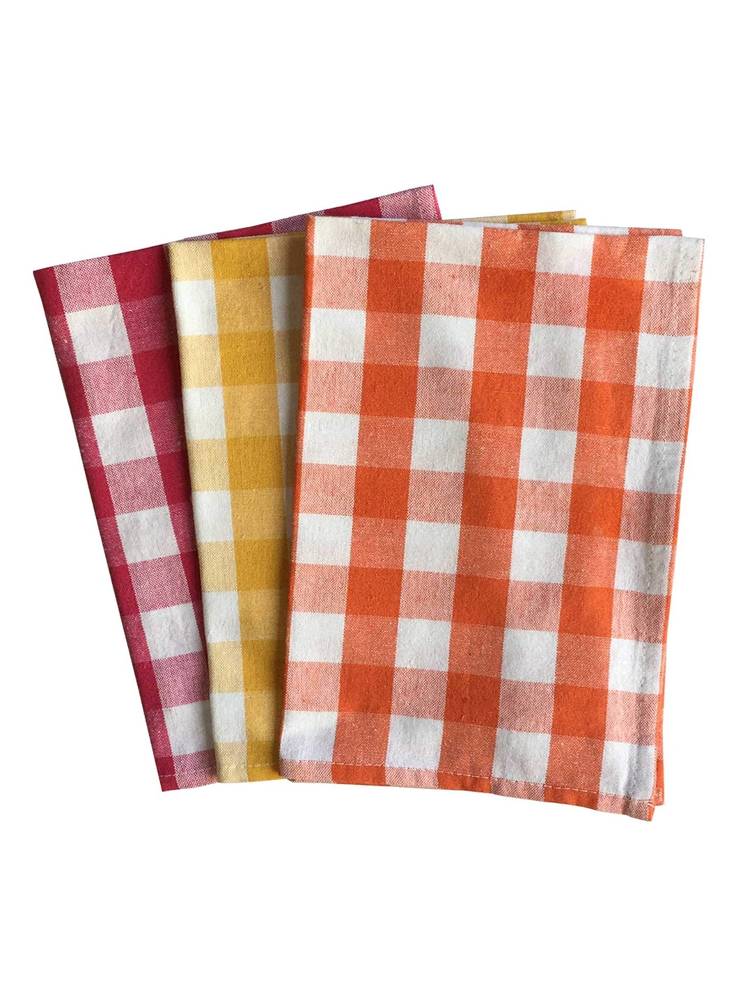 

Lushomes Set of 3 Cotton Kitchen Towels, Orange