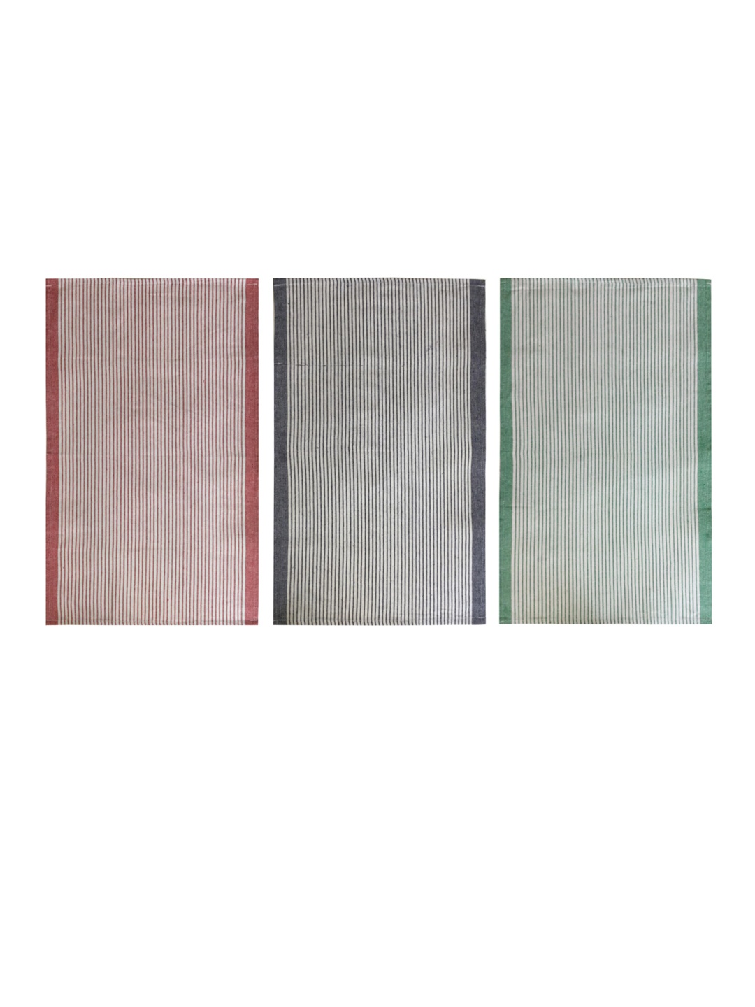 

Lushomes Set Of 3 Green & Red Cotton Kitchen Towels