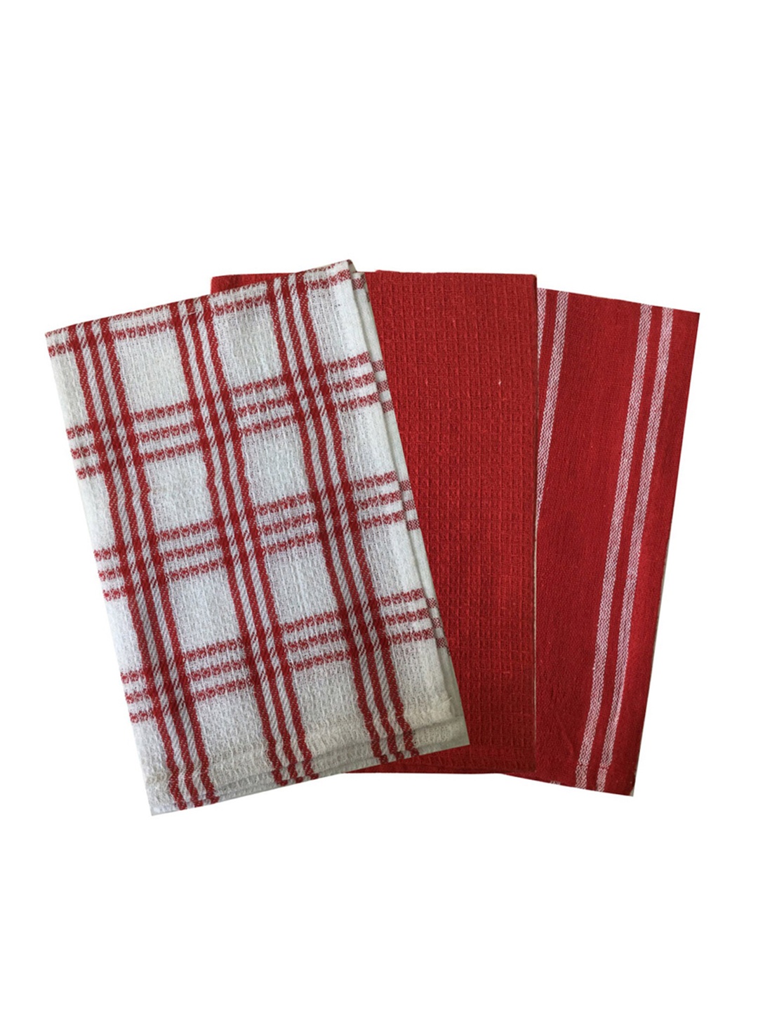 

Lushomes Set Of 3 Red & White Checked Cotton Kitchen Towels