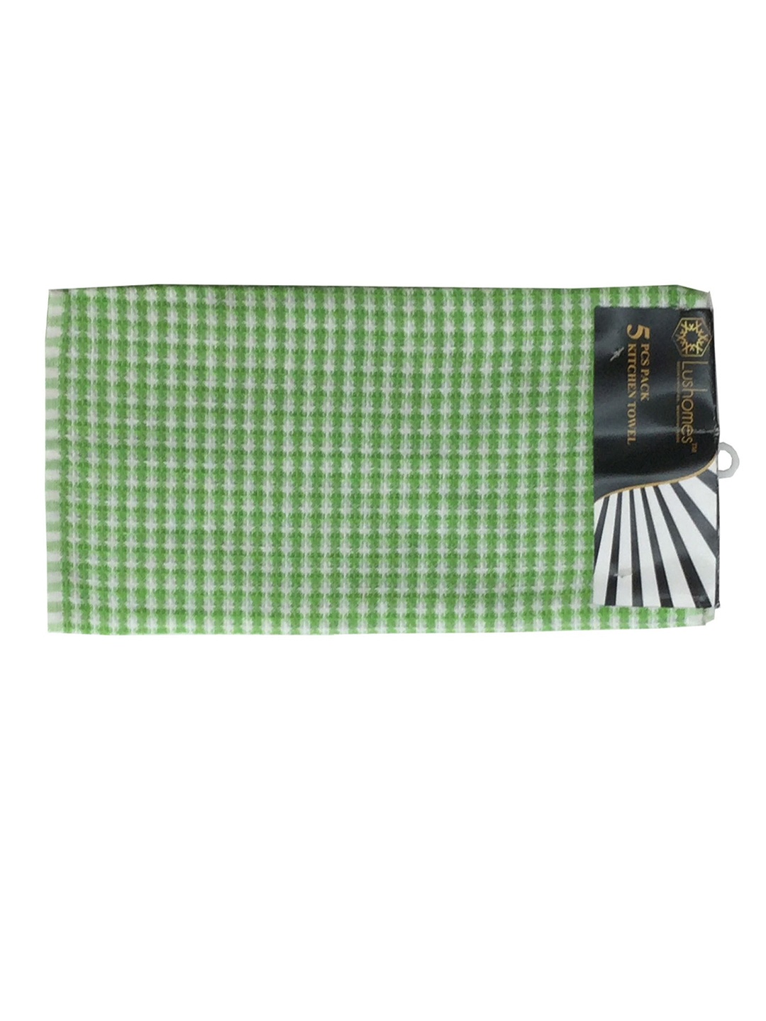

Lushomes Set Of 5 Pure Cotton Kitchen Towels, Green
