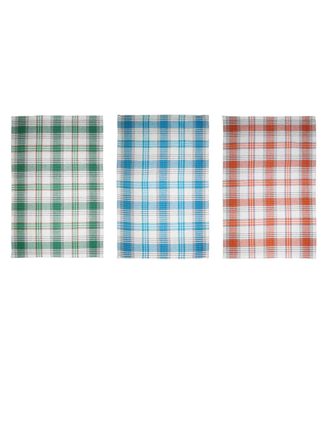 

Lushomes Set Of 3 Checked Cotton Kitchen Towels, Green
