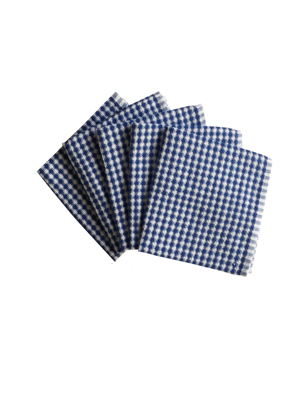 

Lushomes Set Of 5 Pure Cotton Kitchen Towels, Blue