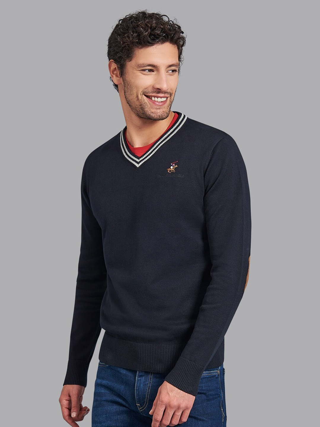 

Beverly Hills Polo Club Men Black & White Cotton Pullover