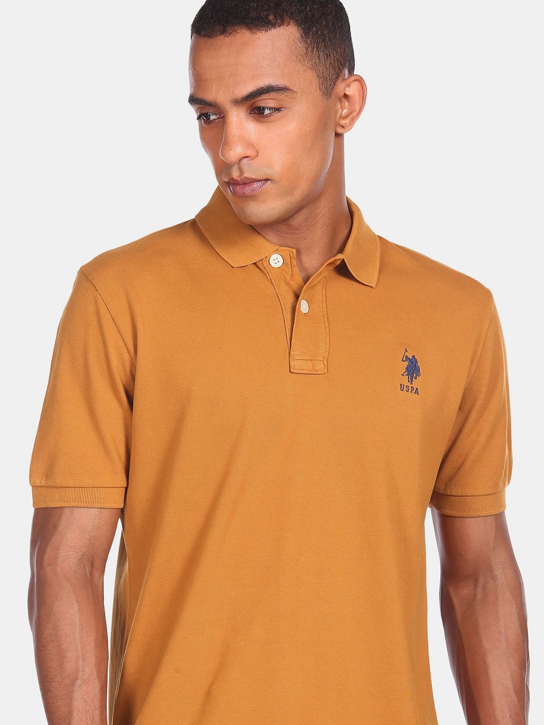 

U S Polo Assn Men Mustard Yellow Polo Collar T-shirt