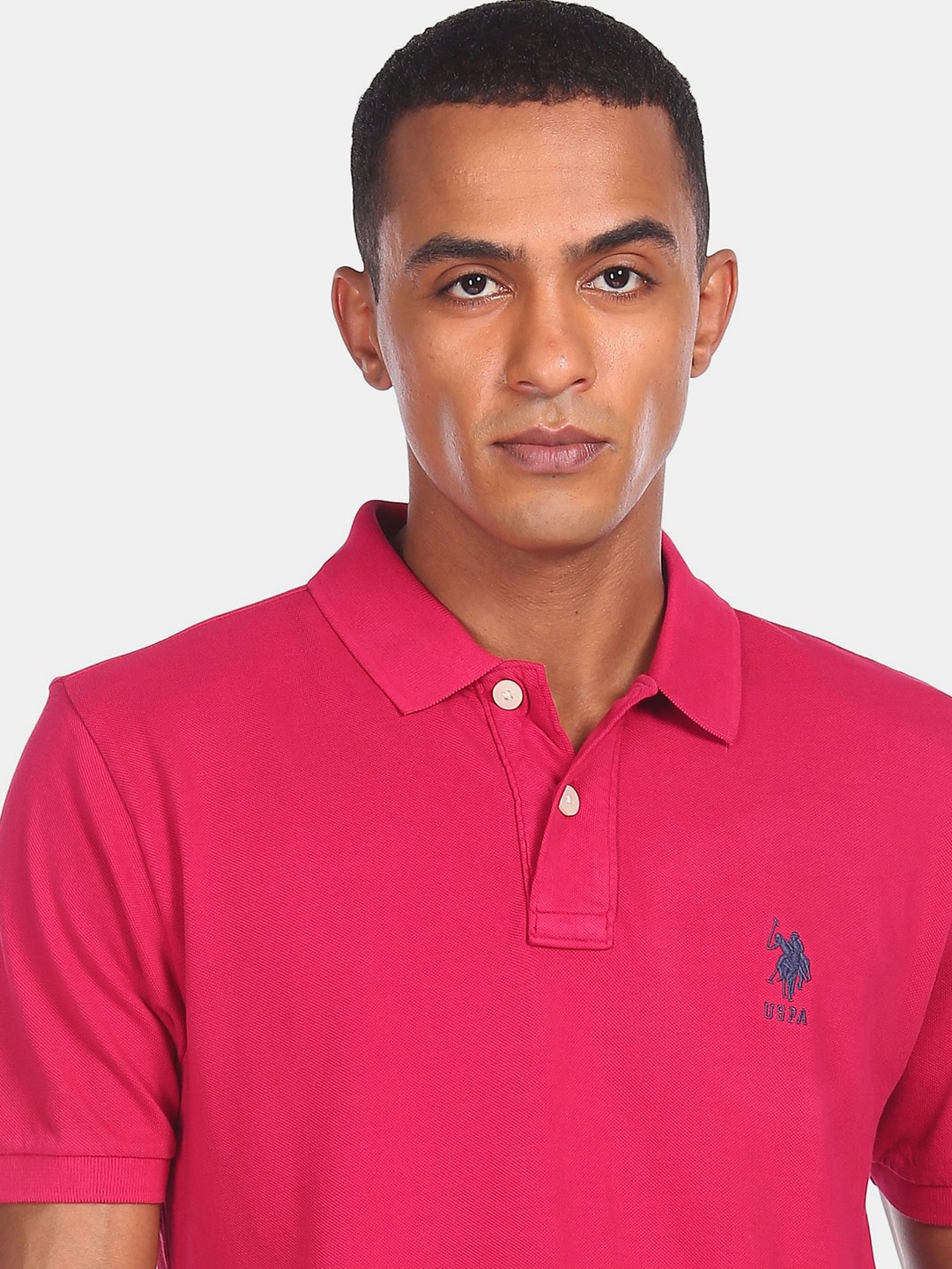 

U S Polo Assn Men Pink Polo Collar T-shirt