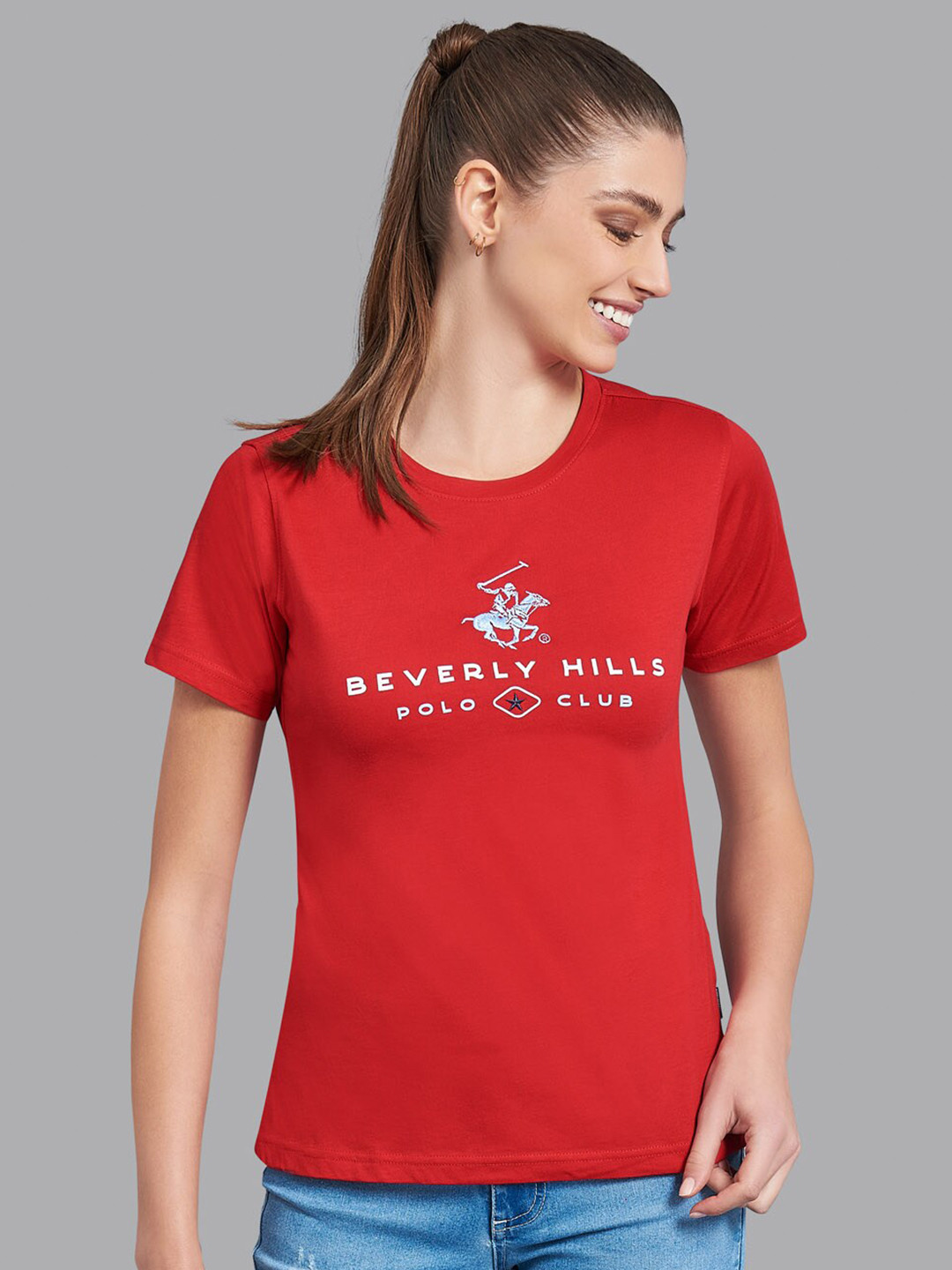 

Beverly Hills Polo Club Women Red Typography Printed Applique T-shirt