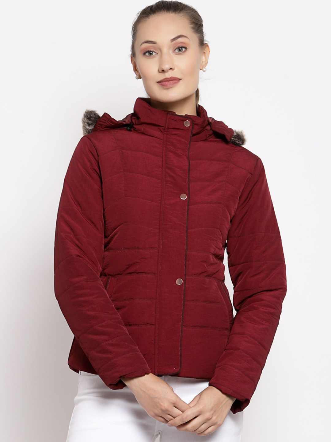 

Juelle Women Maroon Geometric Parka Jacket