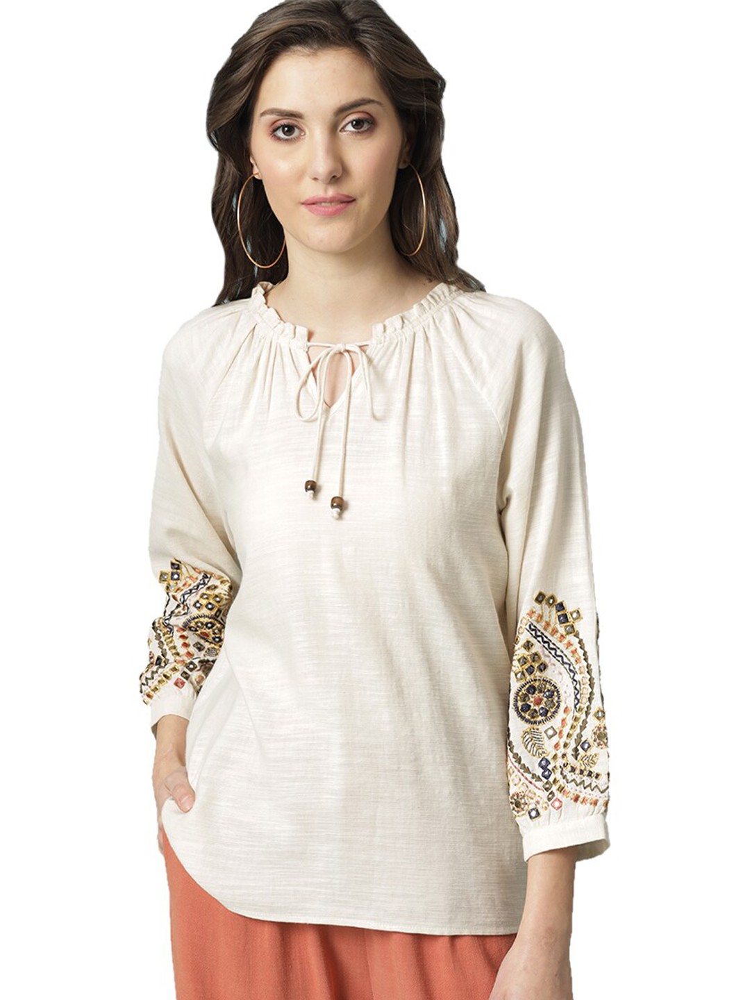 

Gipsy Women Beige & Gold Embroidered Tunic