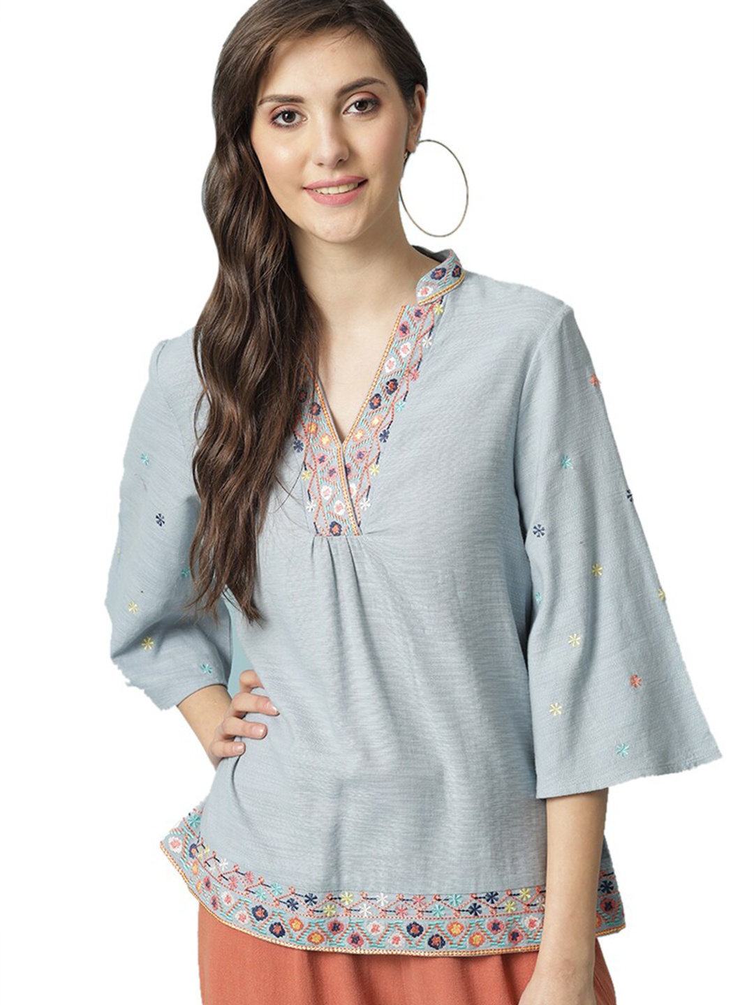 

Gipsy Women Blue & White Embroidered Tunic