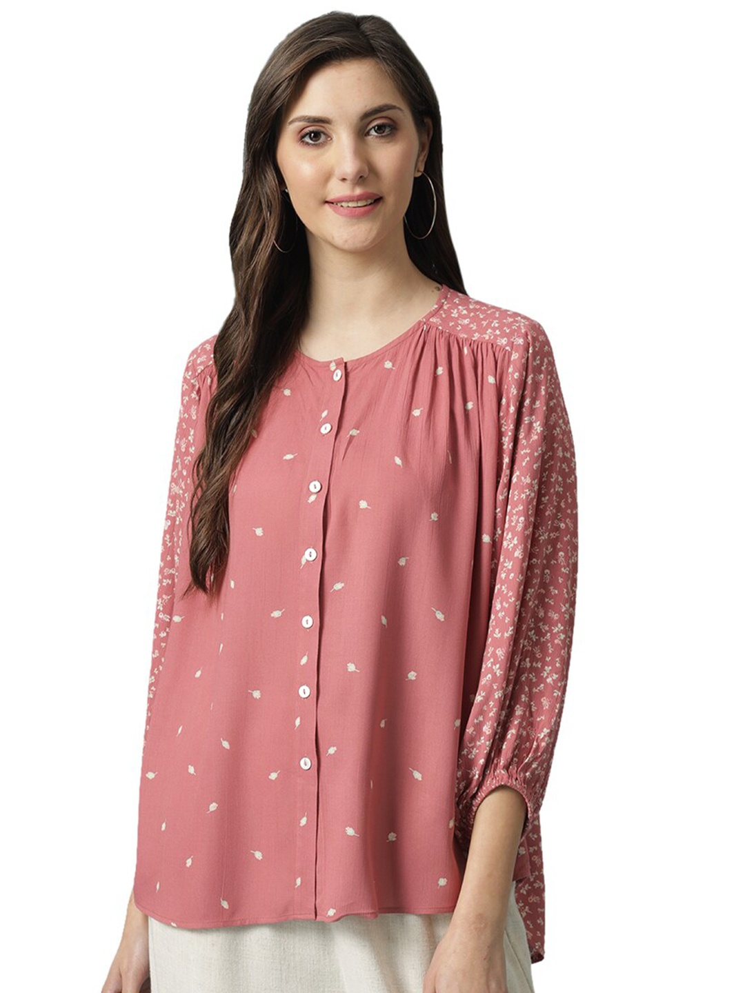 

Gipsy Women Peach & White Printed Tunic