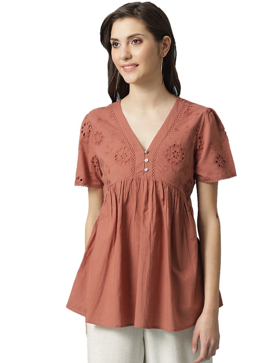 

Gipsy Rust Schiffli Embroidered Tunic