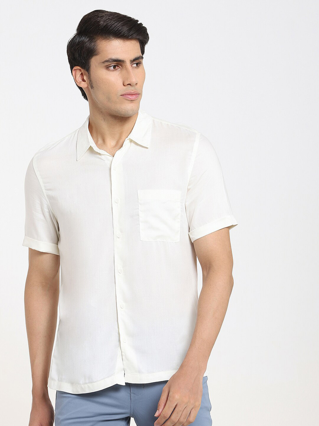 

Bewakoof Men Off White Opaque Casual Shirt