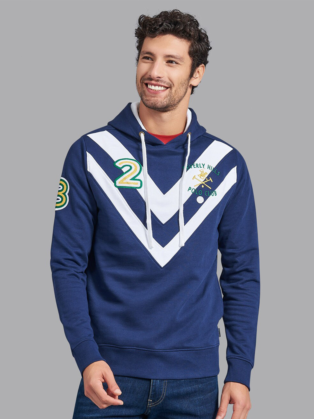 

Beverly Hills Polo Club Men Navy Blue Printed Sweatshirt