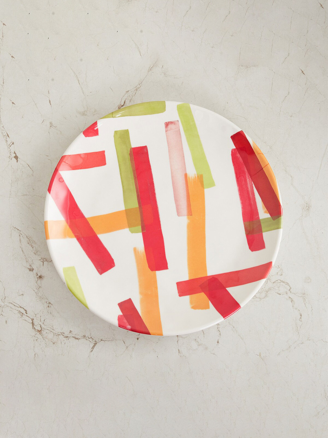 

Home Centre White & Pink Single Printed Melamine Plate