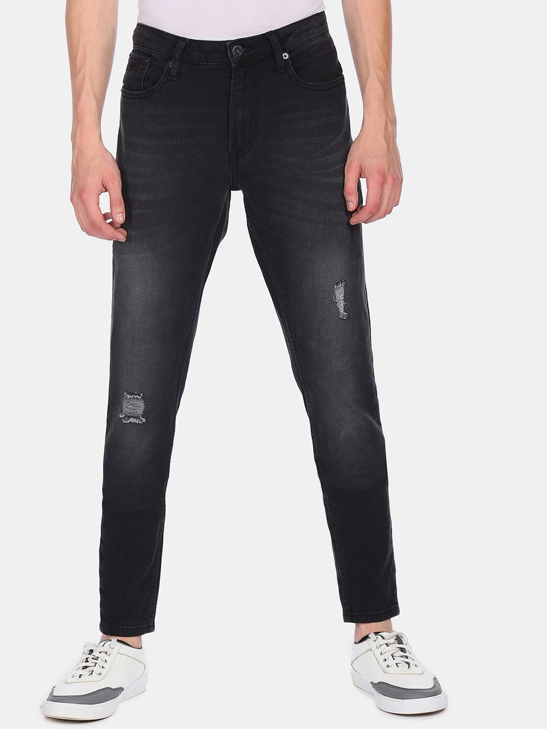 

Aeropostale Men Black Super Skinny Fit Low Distress Light Fade Jeans