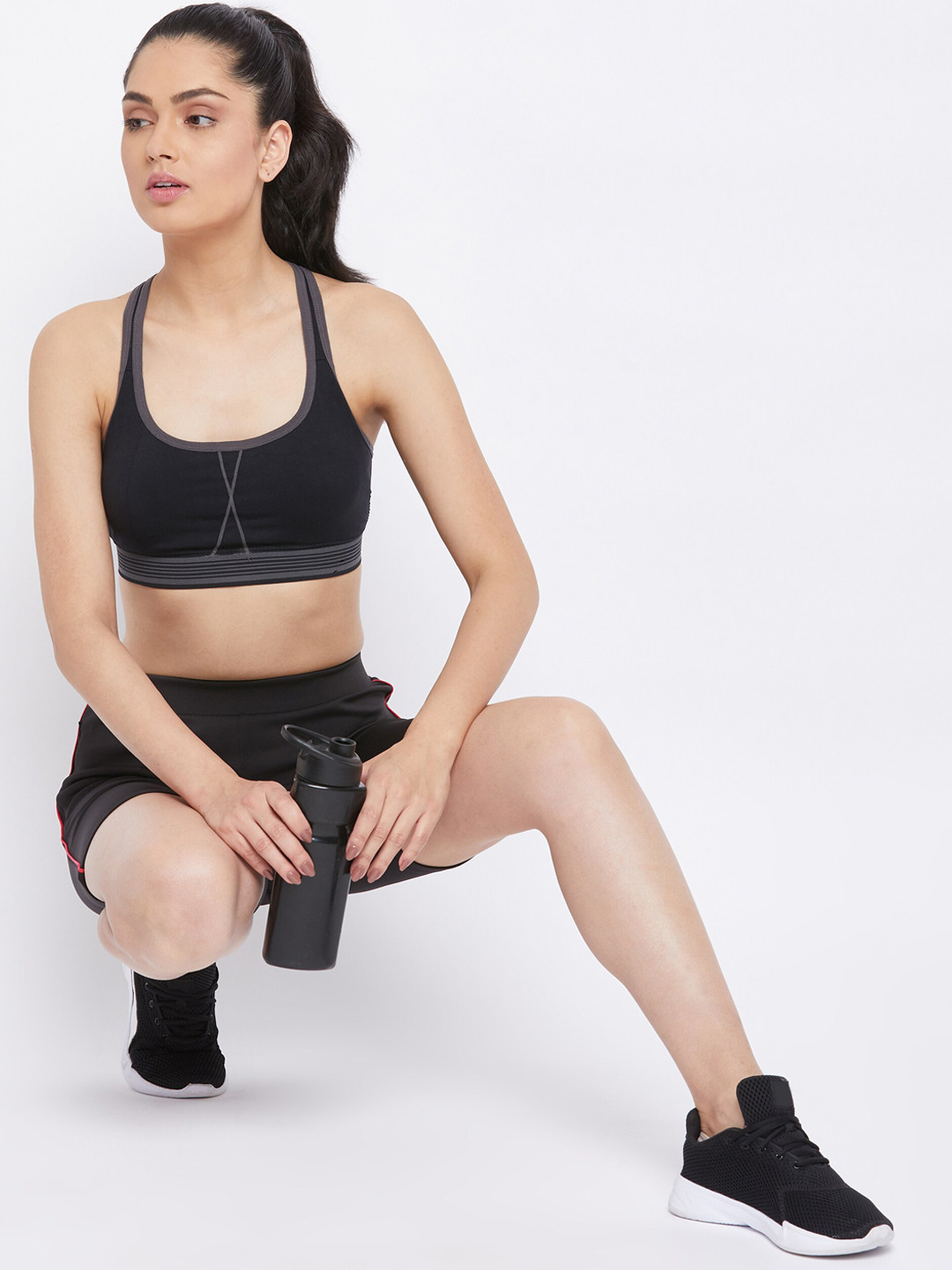 

Crimsoune Club Women Black Skinny Fit Training or Gym Sports Shorts
