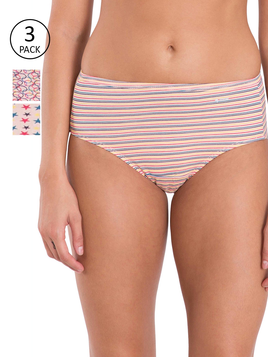

Jockey Women Pack of 3 Printed Assorted Hipster Briefs 1406-0310